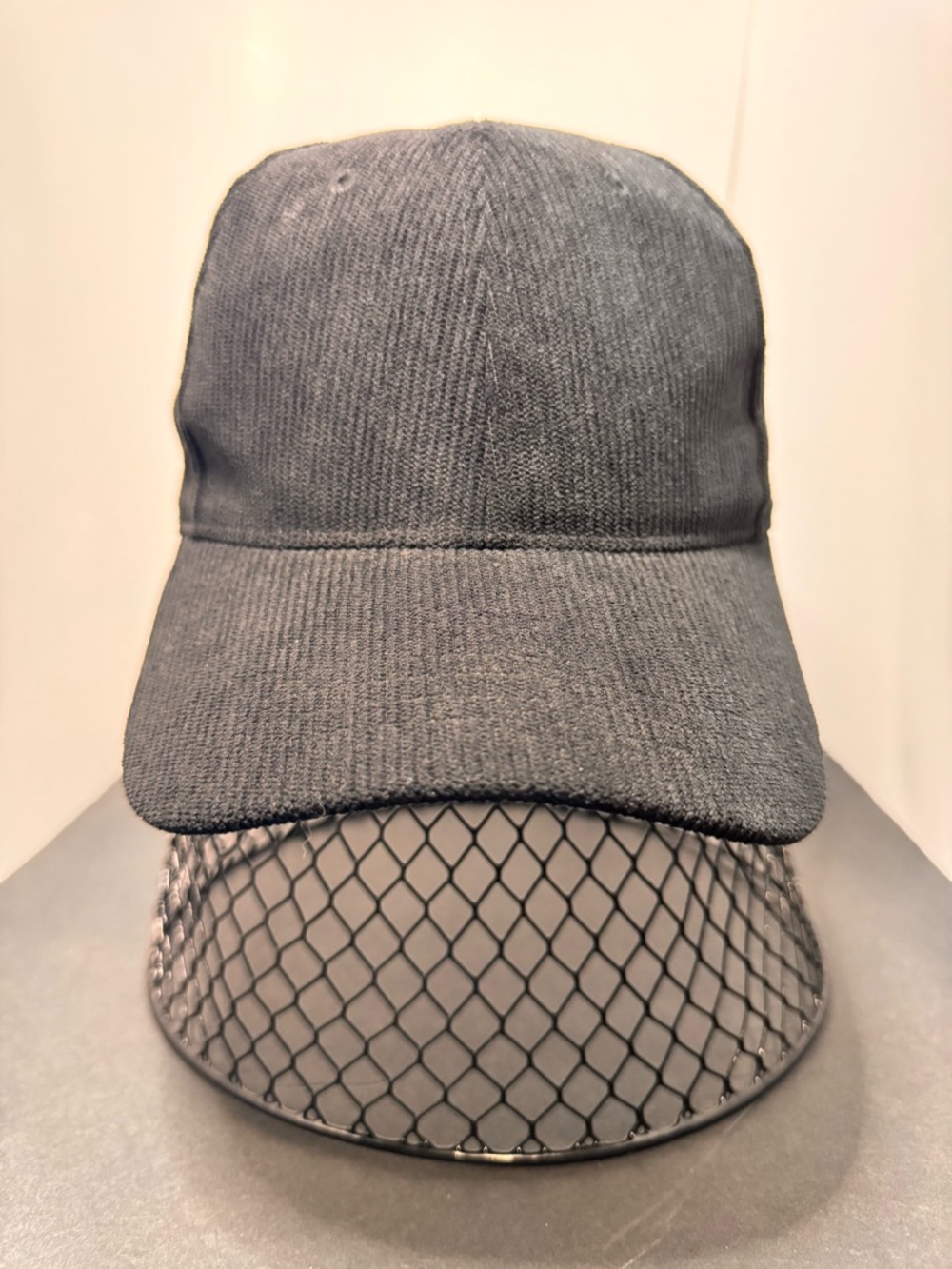 Men's Culduroy Gray Baseball Cap with Curved Brim
